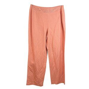 Judith Hart Women’s Vintage  Wide Leg Linen Pants Size 12 Coral Pink
